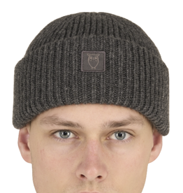 KnowledgeCotton Apparel KnowledgeCotton,  Wool Rib low Beanie, dark grey