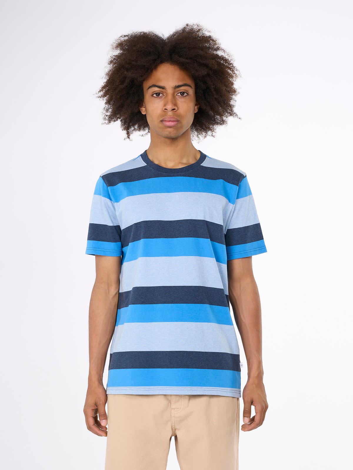 KnowledgeCotton Apparel KnowledgeCotton, Block Striped T-Shirt, campanula, XL