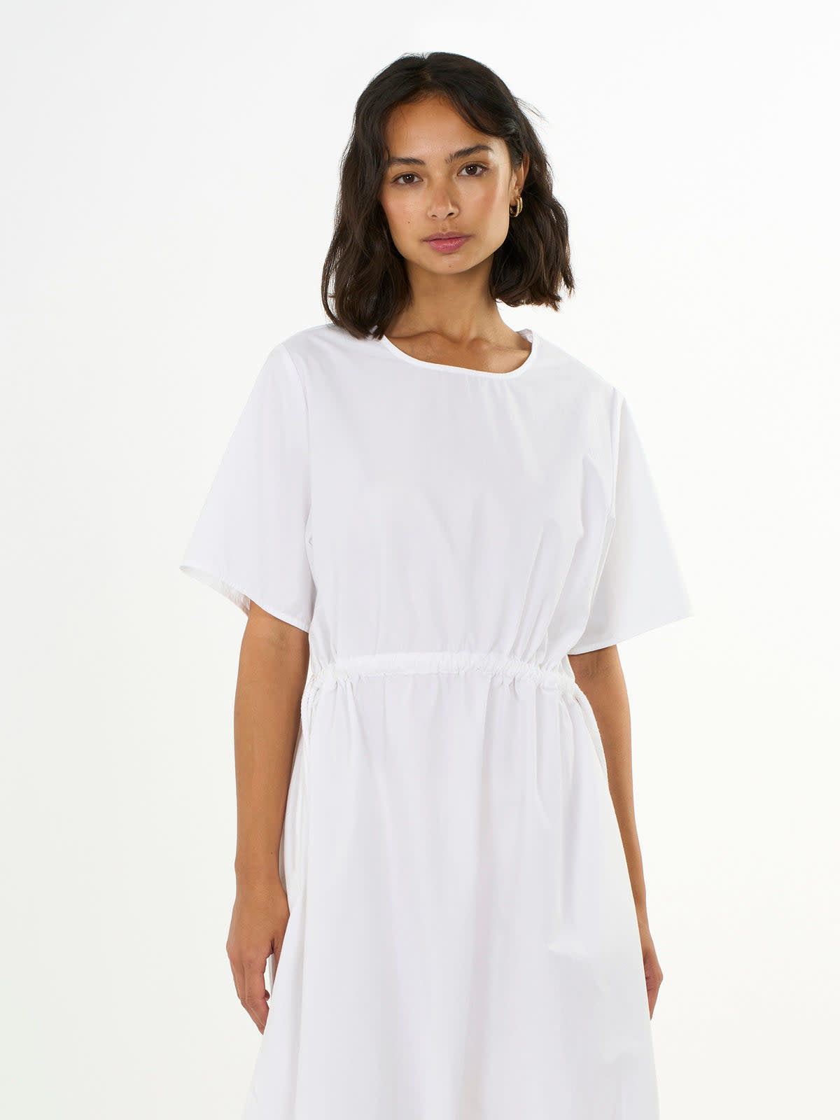 KnowledgeCotton Apparel KnowledgeCotton, Poplin O-Neck ss Dress, bright white, L