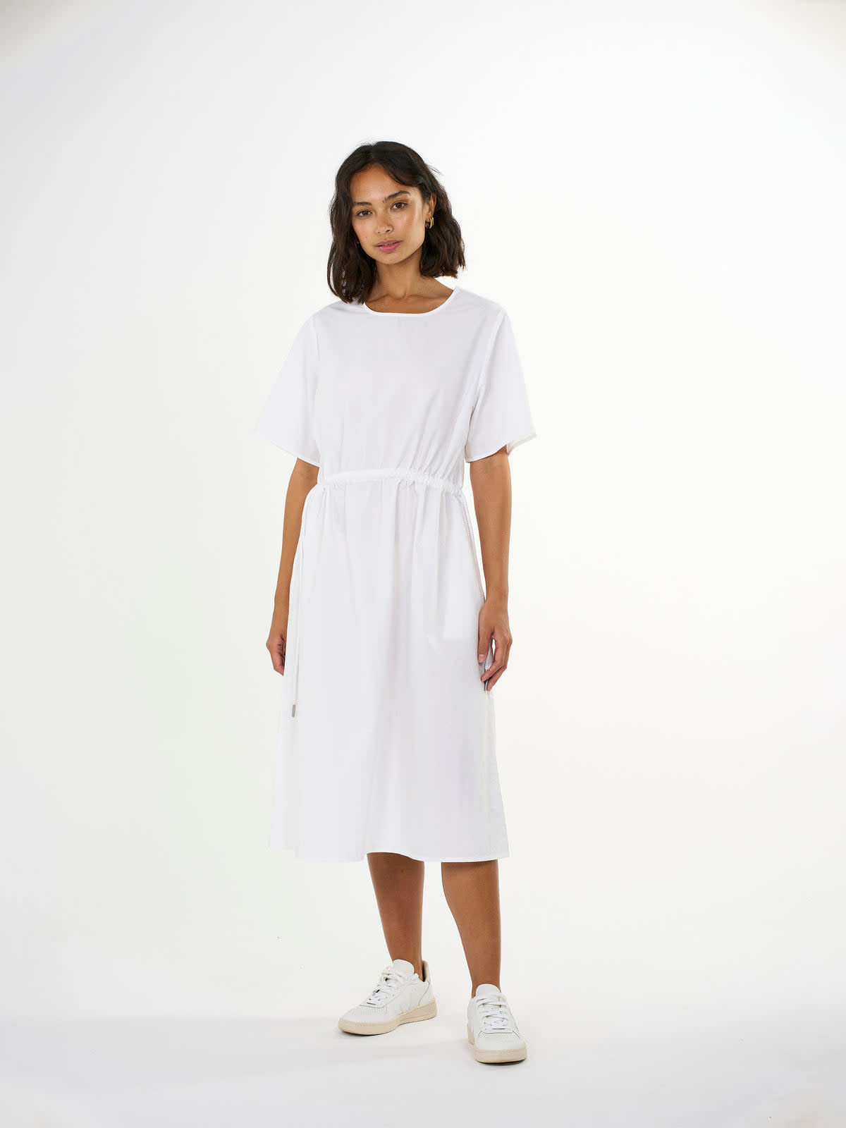 KnowledgeCotton Apparel KnowledgeCotton, Poplin O-Neck ss Dress, bright white, XS