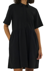 KnowledgeCotton Apparel KnowledgeCotton, Seersucker short shirt Dress, black jet, L