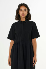 KnowledgeCotton Apparel KnowledgeCotton, Seersucker short shirt Dress, black jet, M