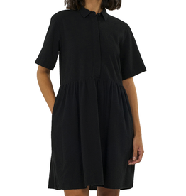 KnowledgeCotton Apparel KnowledgeCotton, Seersucker short shirt Dress, black jet, XS