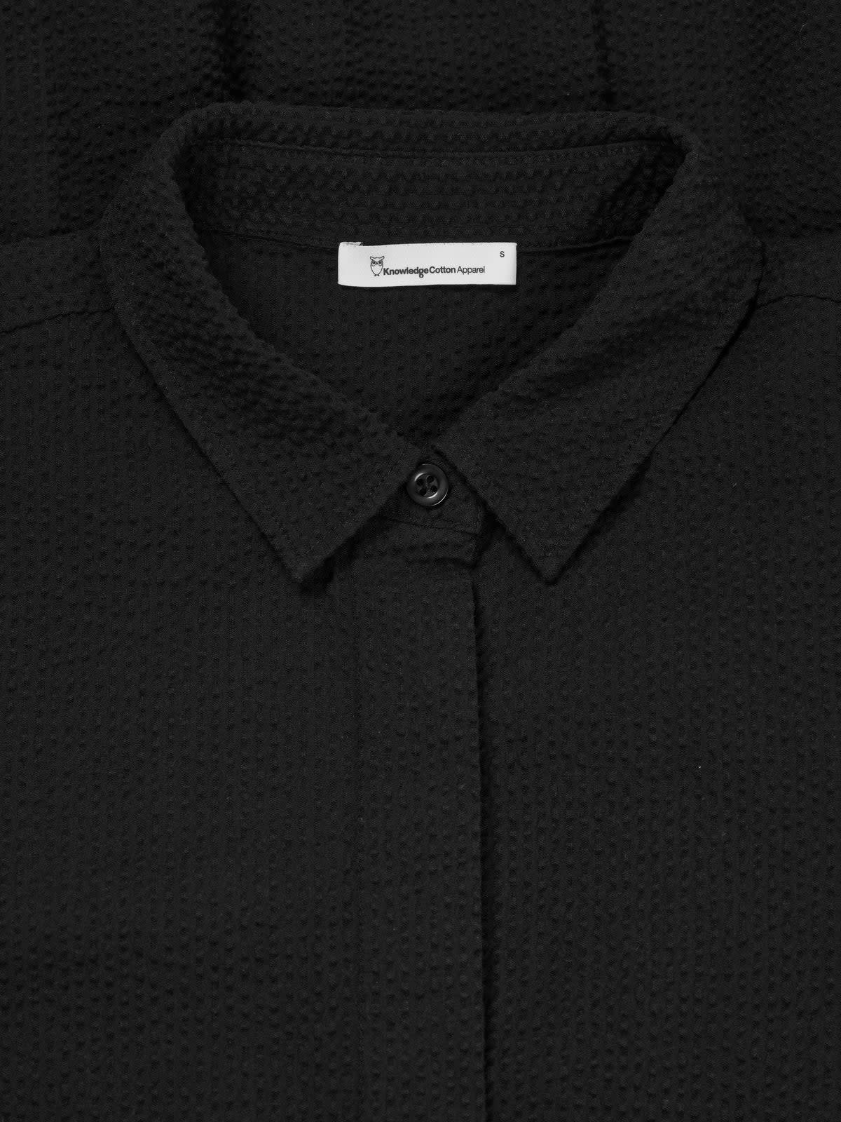 KnowledgeCotton Apparel KnowledgeCotton, Seersucker short shirt Dress, black jet, XS