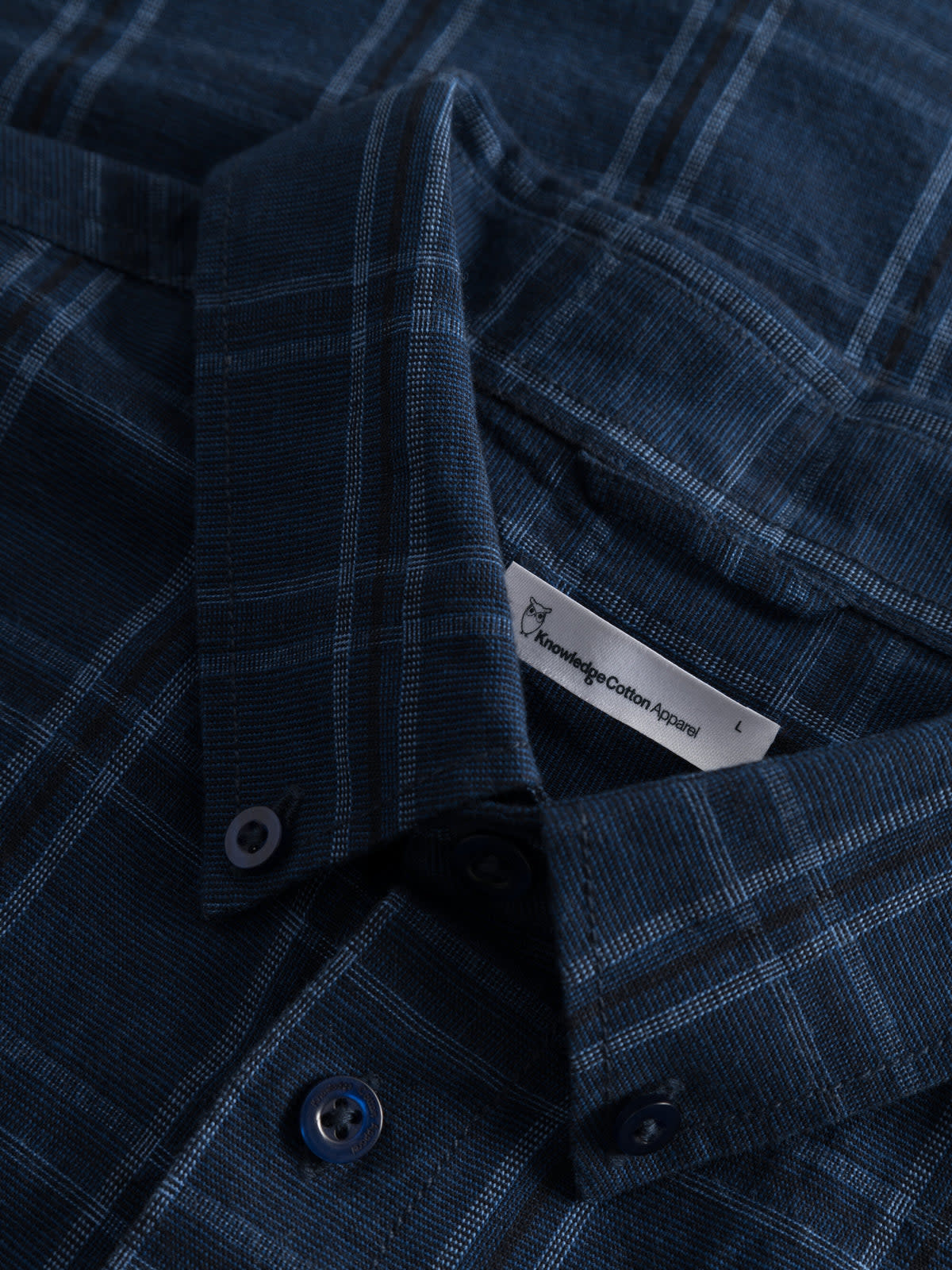 KnowledgeCotton Apparel KnowledgeCotton, Costum Checked Linen, navy check, XL