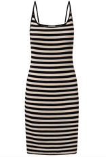 KnowledgeCotton Apparel KnowledgeCotton, Striped Rib Strap Dress, black/white, L