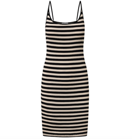 KnowledgeCotton Apparel KnowledgeCotton, Striped Rib Strap Dress, black/white, L