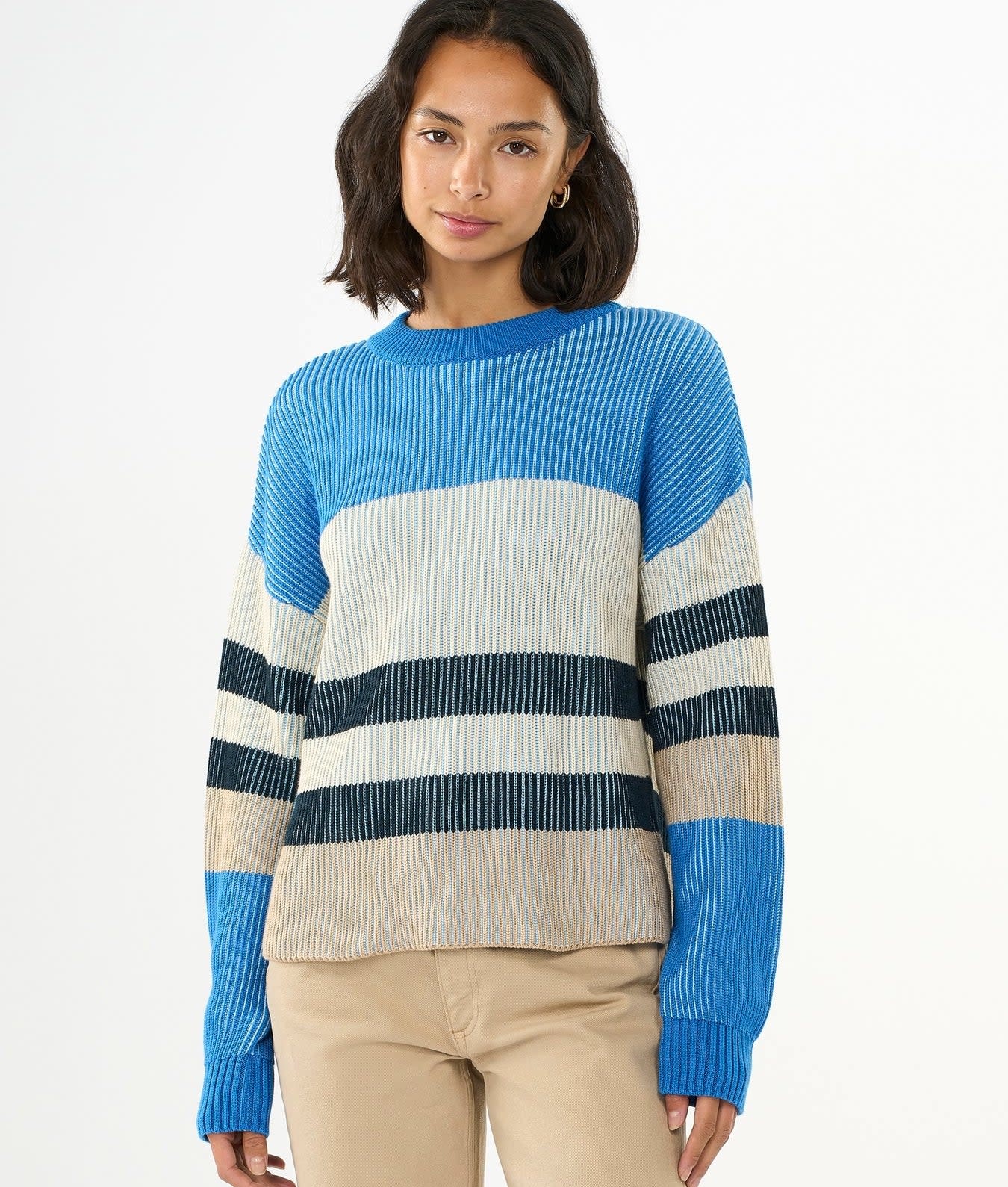 KnowledgeCotton Apparel KnowledgeCotton, Crew Neck Mix Knit, 8889 stripe, M