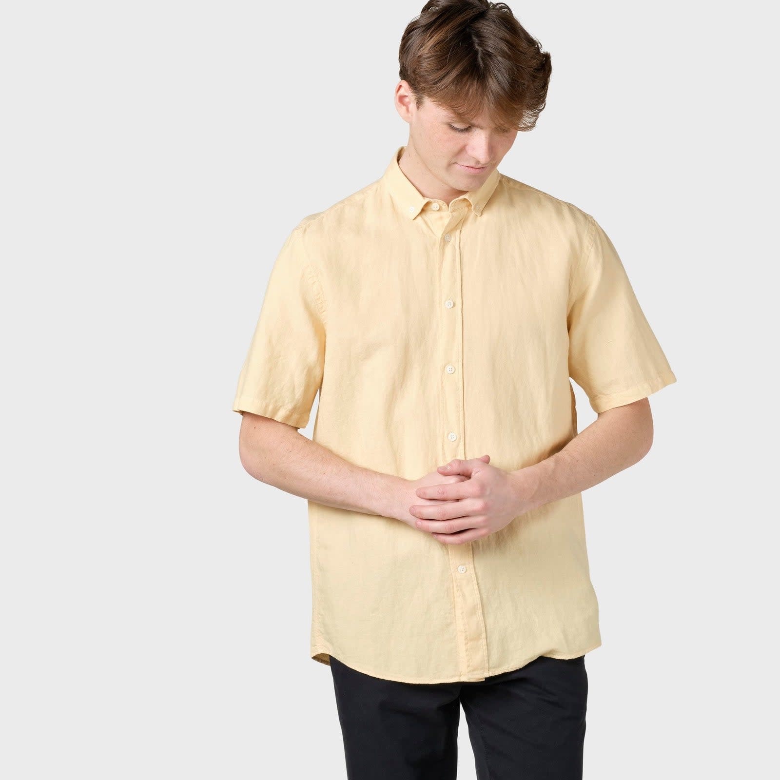 Klitmøller Klitmøller, Mikkel Linen Shirt, lemon sorbet, XL