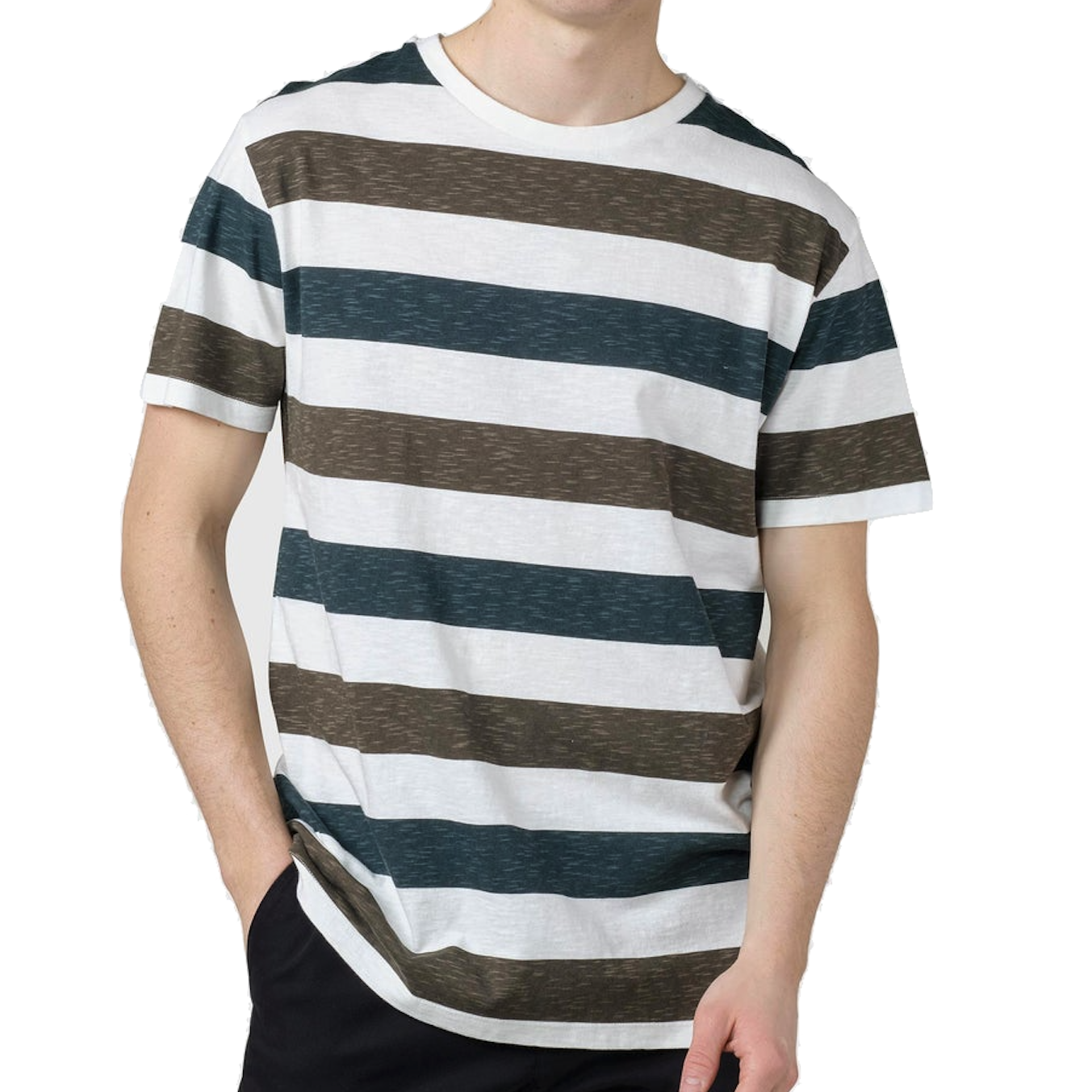 Klitmøller Klitmøller, George Tee, olive/moss green stripes, XL