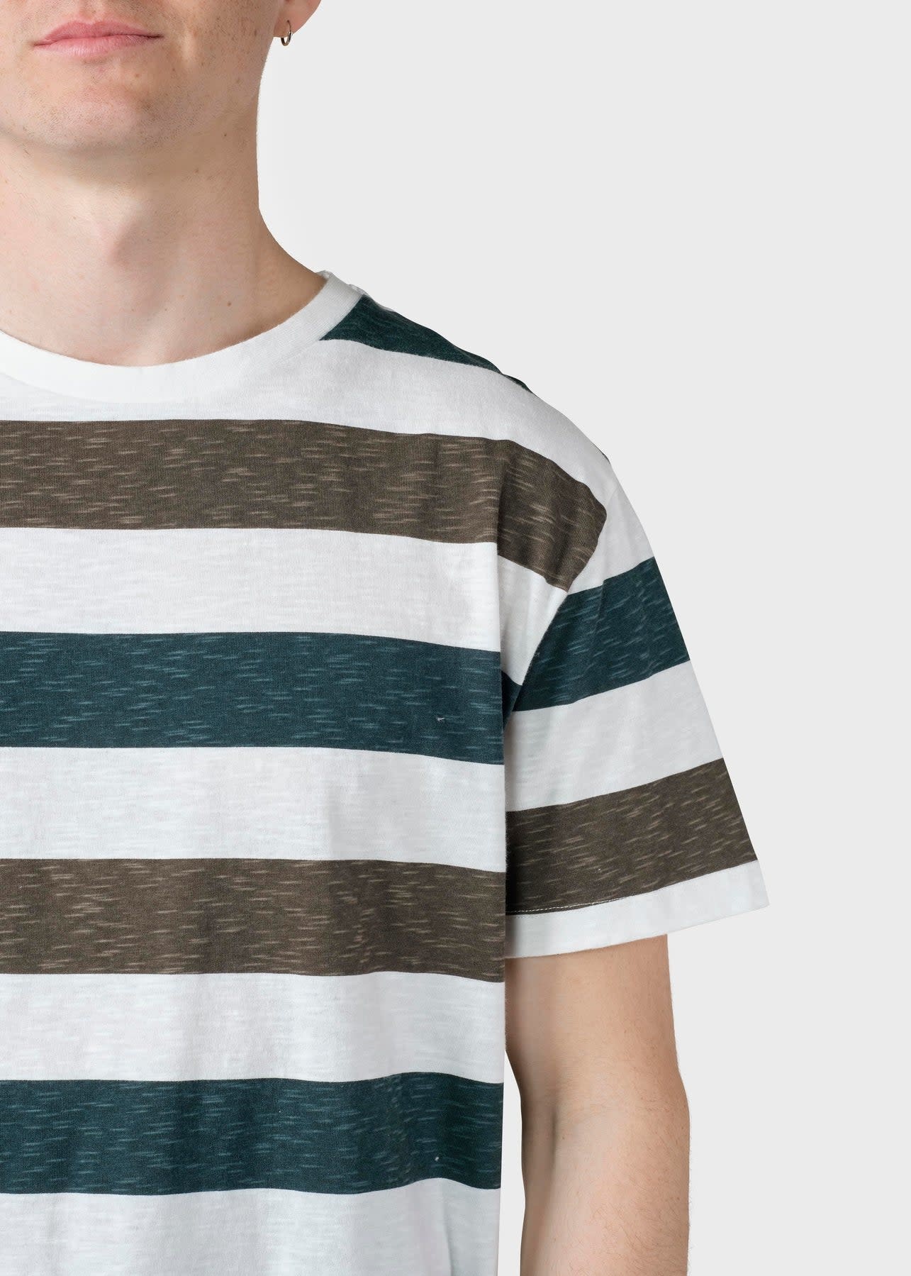 Klitmøller Klitmøller, George Tee, olive/moss green stripes, XL