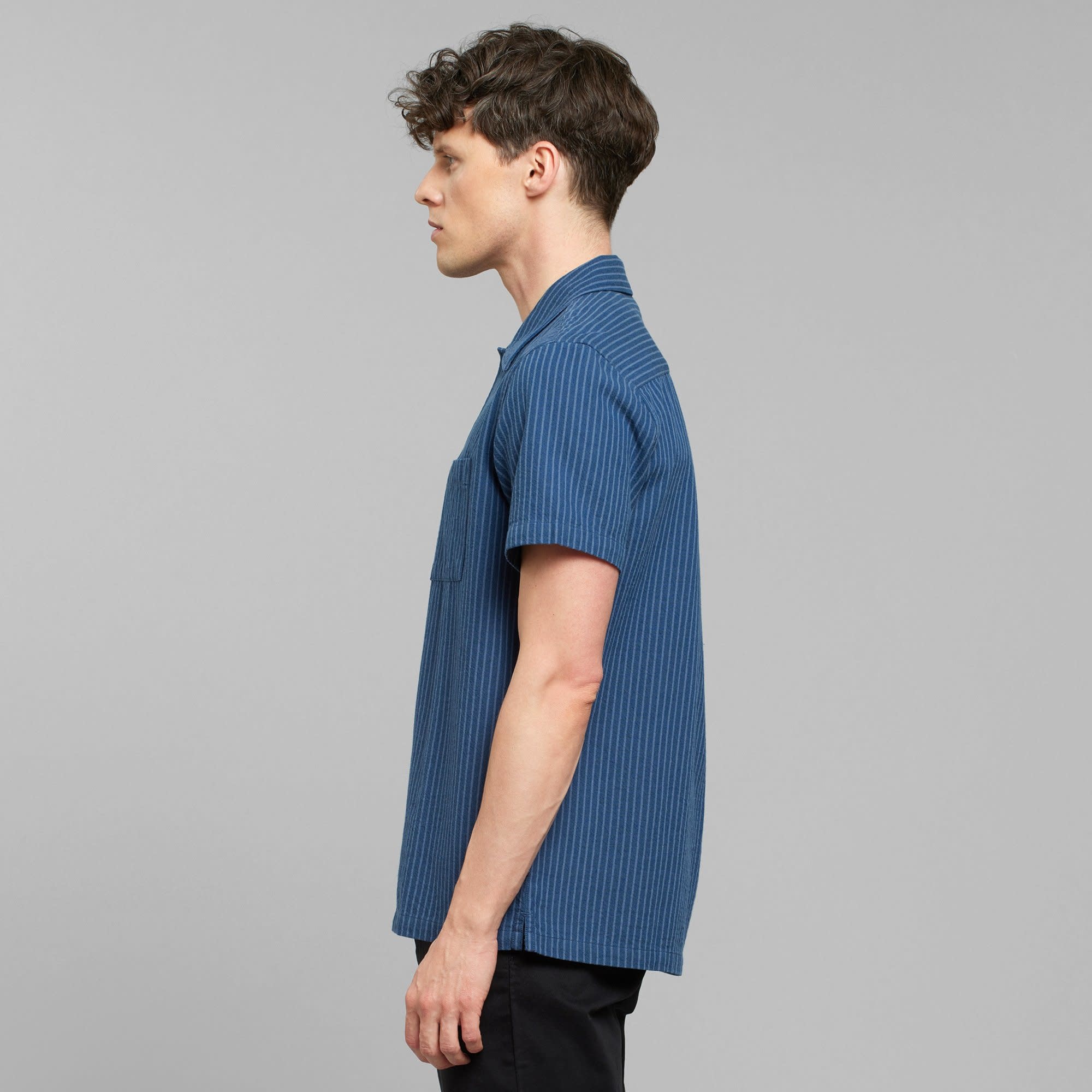 Dedicated Dedicated, Shirt Brantevik Work Stripe, dark blue, XL