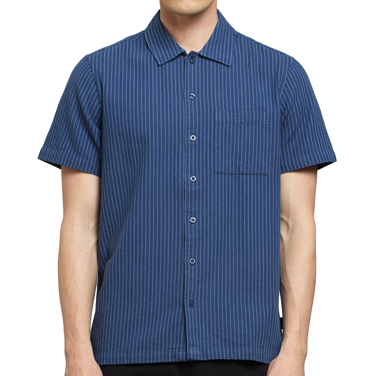 Dedicated Dedicated, Shirt Brantevik Work Stripe, dark blue, M