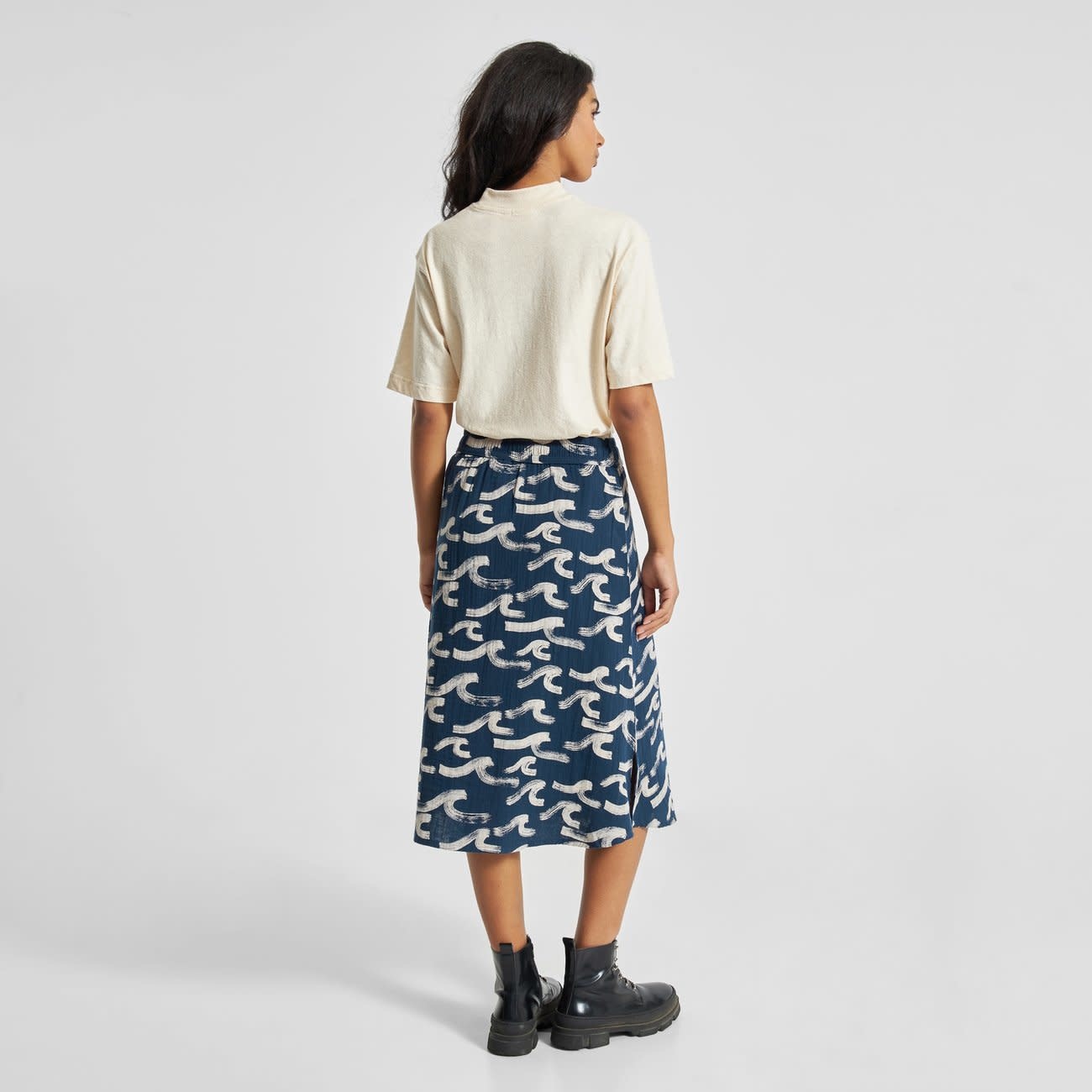 Dedicated Dedicated, Skirt Klippan Brushed Waves, navy, S