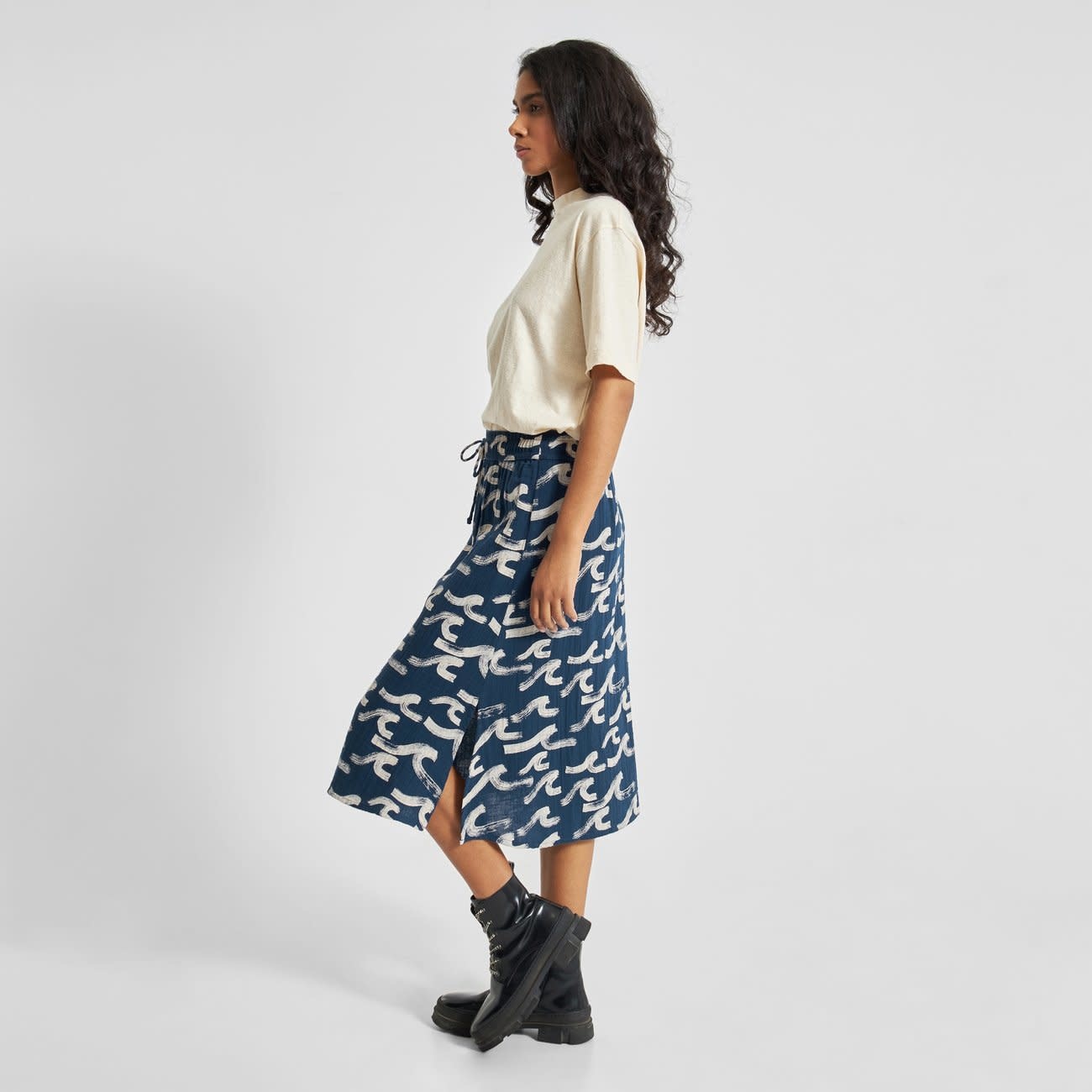 Dedicated Dedicated, Skirt Klippan Brushed Waves, navy, XS