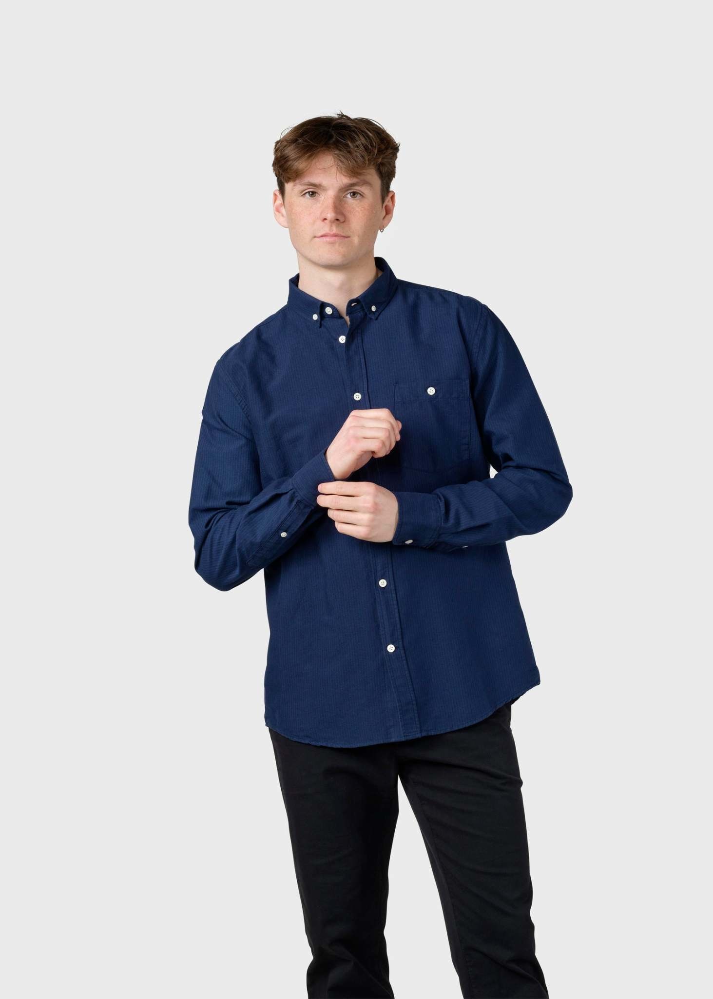 Klitmøller Klitmøller, Benjamin Striped Shirt, white/navy/ocean, XL