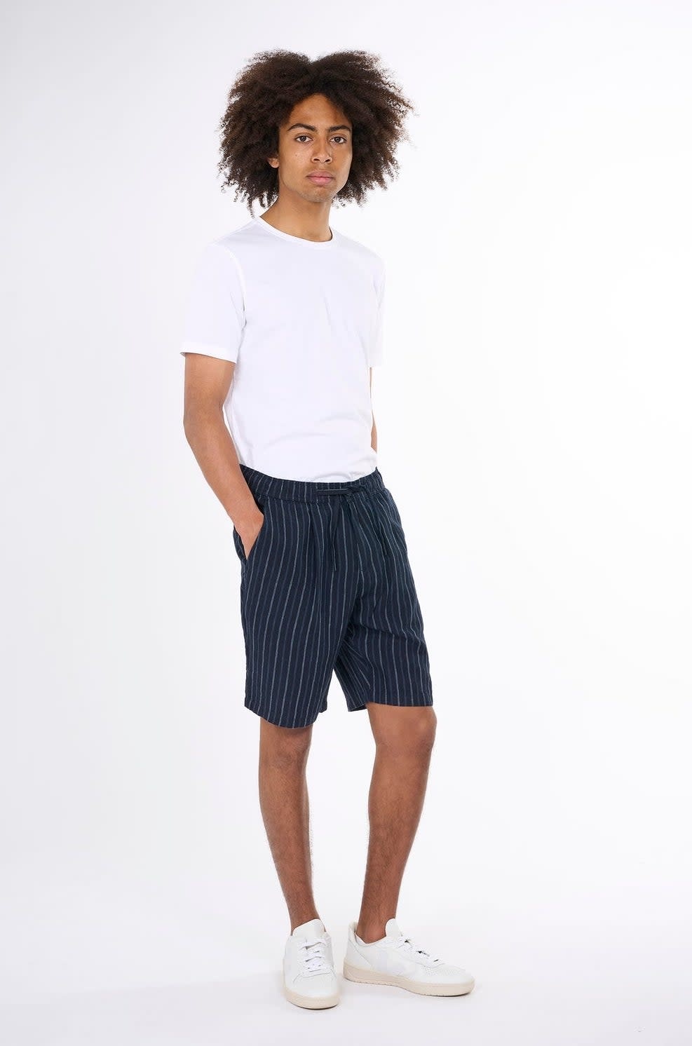 KnowledgeCotton Apparel KnowledgeCotton, Loose Shorts, stripe blue, L