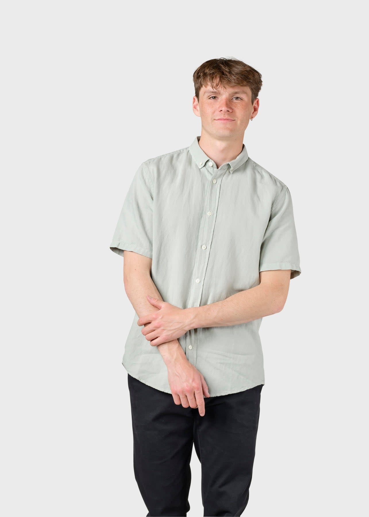 Klitmøller Klitmøller, Mikkel Linen Shirt, sage, L