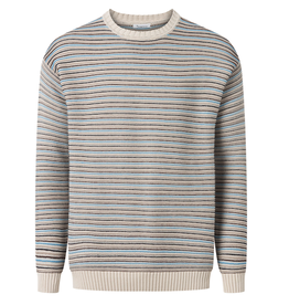 KnowledgeCotton Apparel KnowledgeCotton, Striped Knit Crew Neck, beige, L