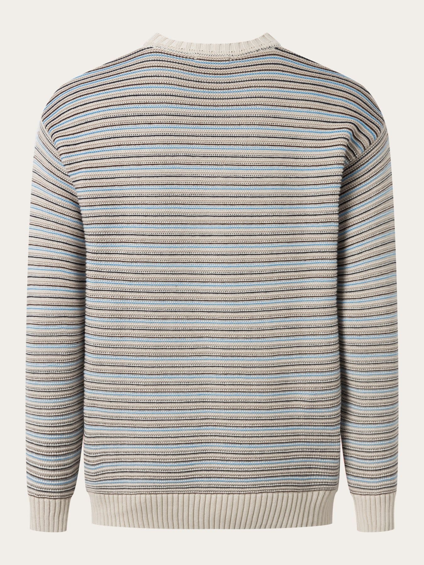 KnowledgeCotton Apparel KnowledgeCotton, Striped Knit Crew Neck, beige, M