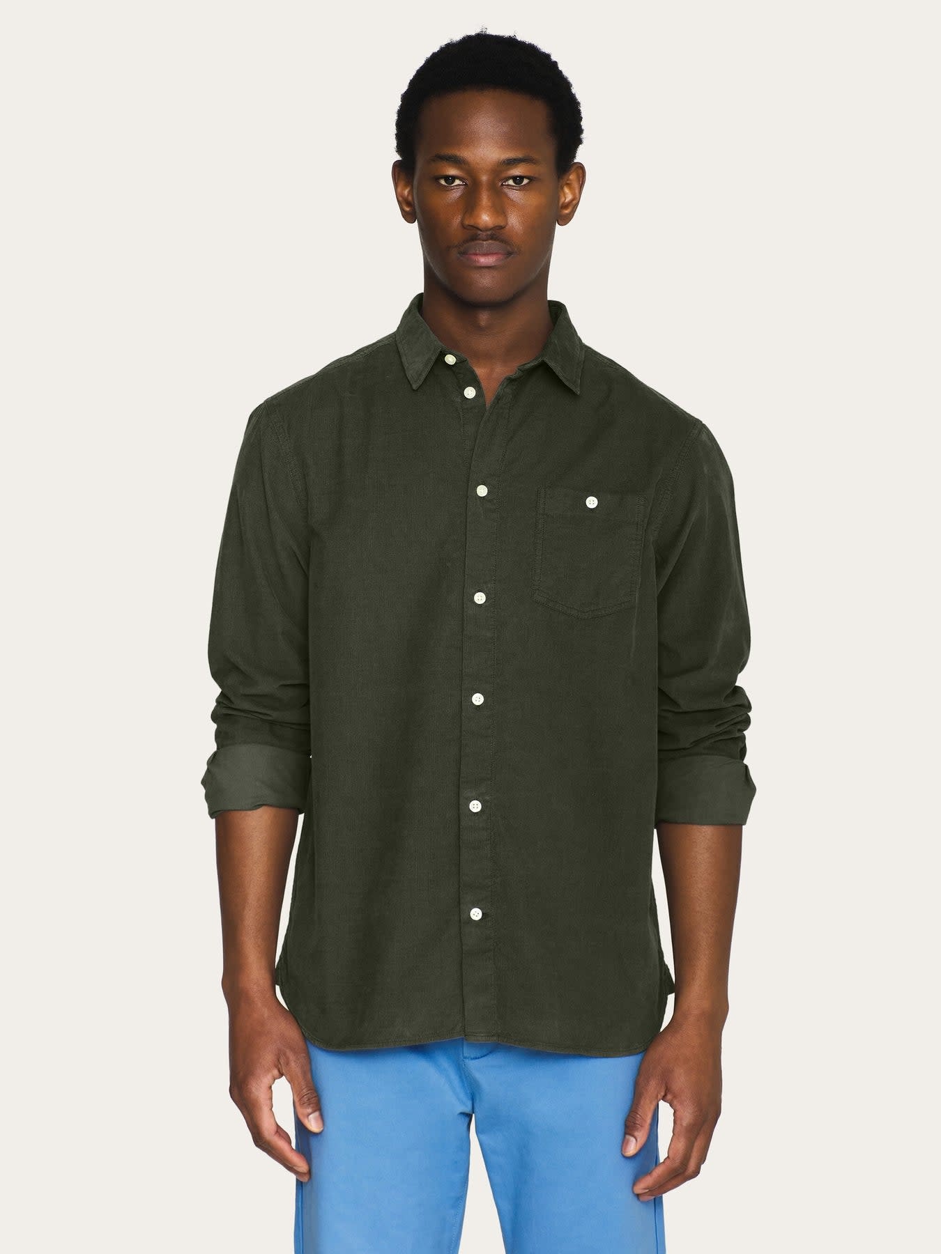 KnowledgeCotton Apparel KnowledgeCotton, Regular Fit Corduroy Shirt, forrest night, XL