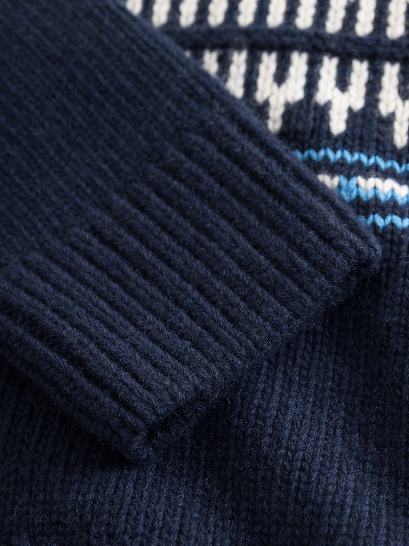 KnowledgeCotton Apparel KnowledgeCotton, Knitted Pattern Crew, blue stripe, XL