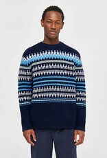 KnowledgeCotton Apparel KnowledgeCotton, Knitted Pattern Crew, blue stripe, L