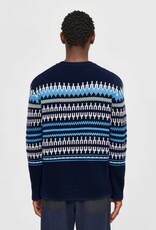 KnowledgeCotton Apparel KnowledgeCotton, Knitted Pattern Crew, blue stripe, M