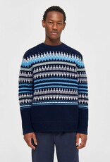 KnowledgeCotton Apparel KnowledgeCotton, Knitted Pattern Crew, blue stripe, M