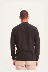 KnowledgeCotton Apparel KnowledgeCotton, Pique Badge Knit O-Neck Zip, black jet, L