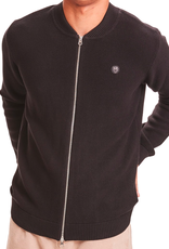 KnowledgeCotton Apparel KnowledgeCotton, Pique Badge Knit O-Neck Zip, black jet, M