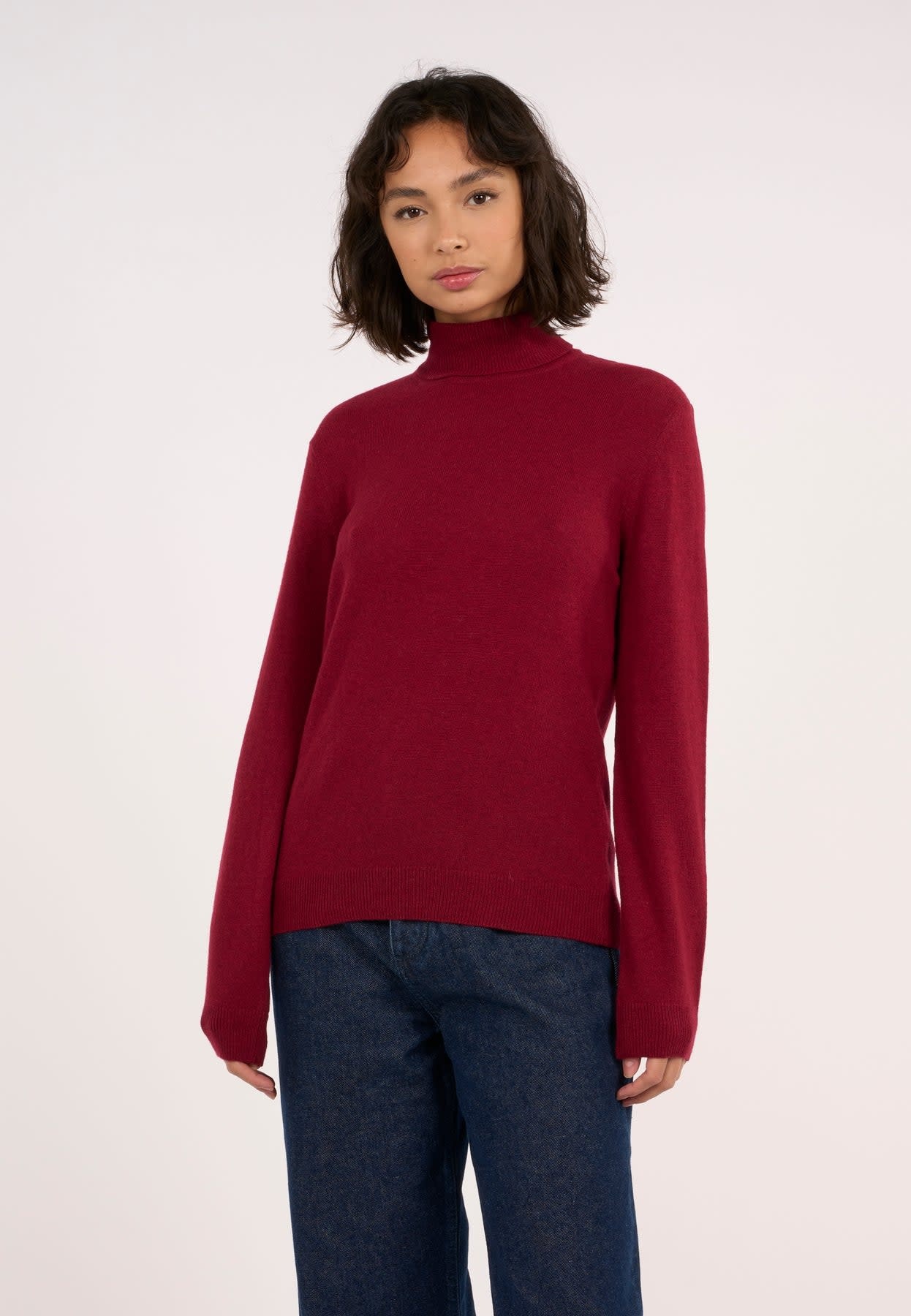 KnowledgeCotton Apparel KnowledgeCotton, Lambswool Roll Neck, rhubarb, M