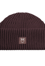 KnowledgeCotton Apparel KnowledgeCotton,  Wool Rib low Beanie, deep mahogany