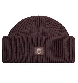 KnowledgeCotton Apparel KnowledgeCotton,  Wool Rib low Beanie, deep mahogany