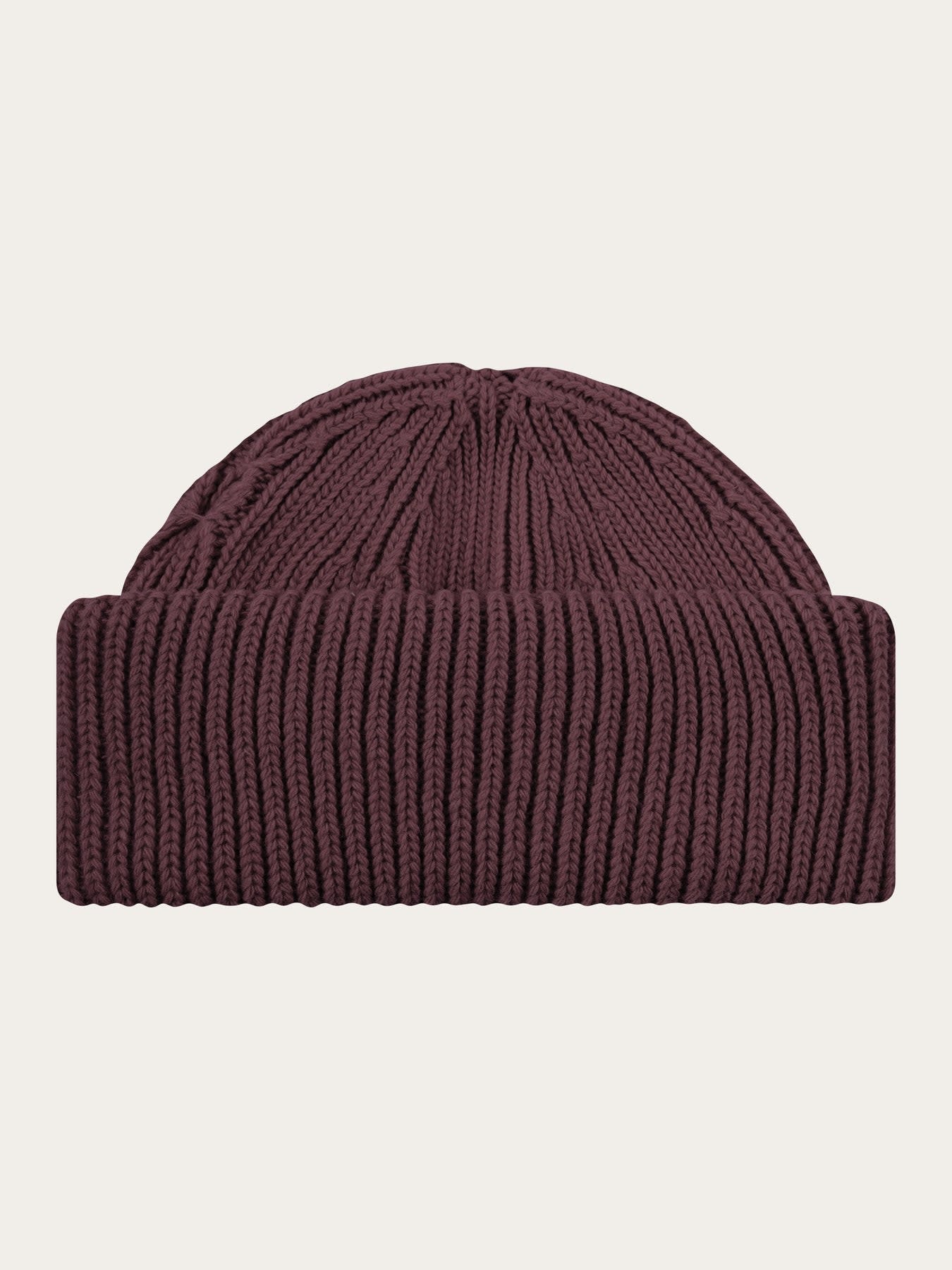 KnowledgeCotton Apparel KnowledgeCotton,  Wool Rib low Beanie, deep mahogany