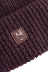 KnowledgeCotton Apparel KnowledgeCotton,  Wool Rib low Beanie, deep mahogany