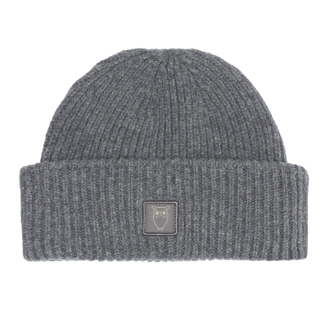 KnowledgeCotton Apparel KnowledgeCotton,  Wool Rib low Beanie, dark grey mel.