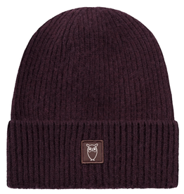 KnowledgeCotton Apparel KnowledgeCotton, Wool Rib Beanie, deep mahogany