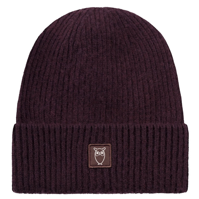 KnowledgeCotton Apparel KnowledgeCotton, Wool Rib Beanie, deep mahogany