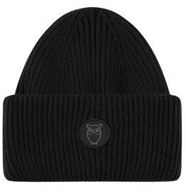 KnowledgeCotton Apparel KnowledgeCotton, Wool Rib Beanie, black jet