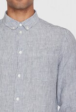 KnowledgeCotton Apparel KnowledgeCotton, Regular striped linen shirt, total eclipse, XL