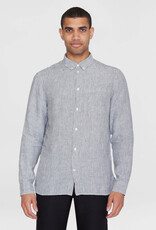 KnowledgeCotton Apparel KnowledgeCotton, Regular striped linen shirt, total eclipse, L