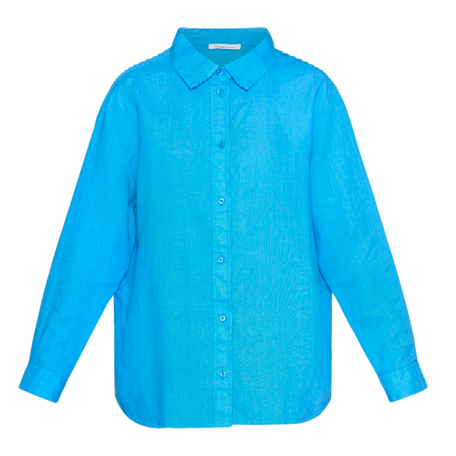 KnowledgeCotton Apparel KnowledgeCotton, Loose Linen Shirt, malibu blue, M