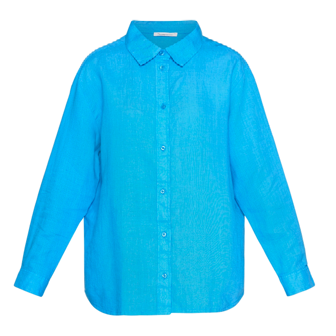 KnowledgeCotton Apparel KnowledgeCotton, Loose Linen Shirt, malibu blue, XS