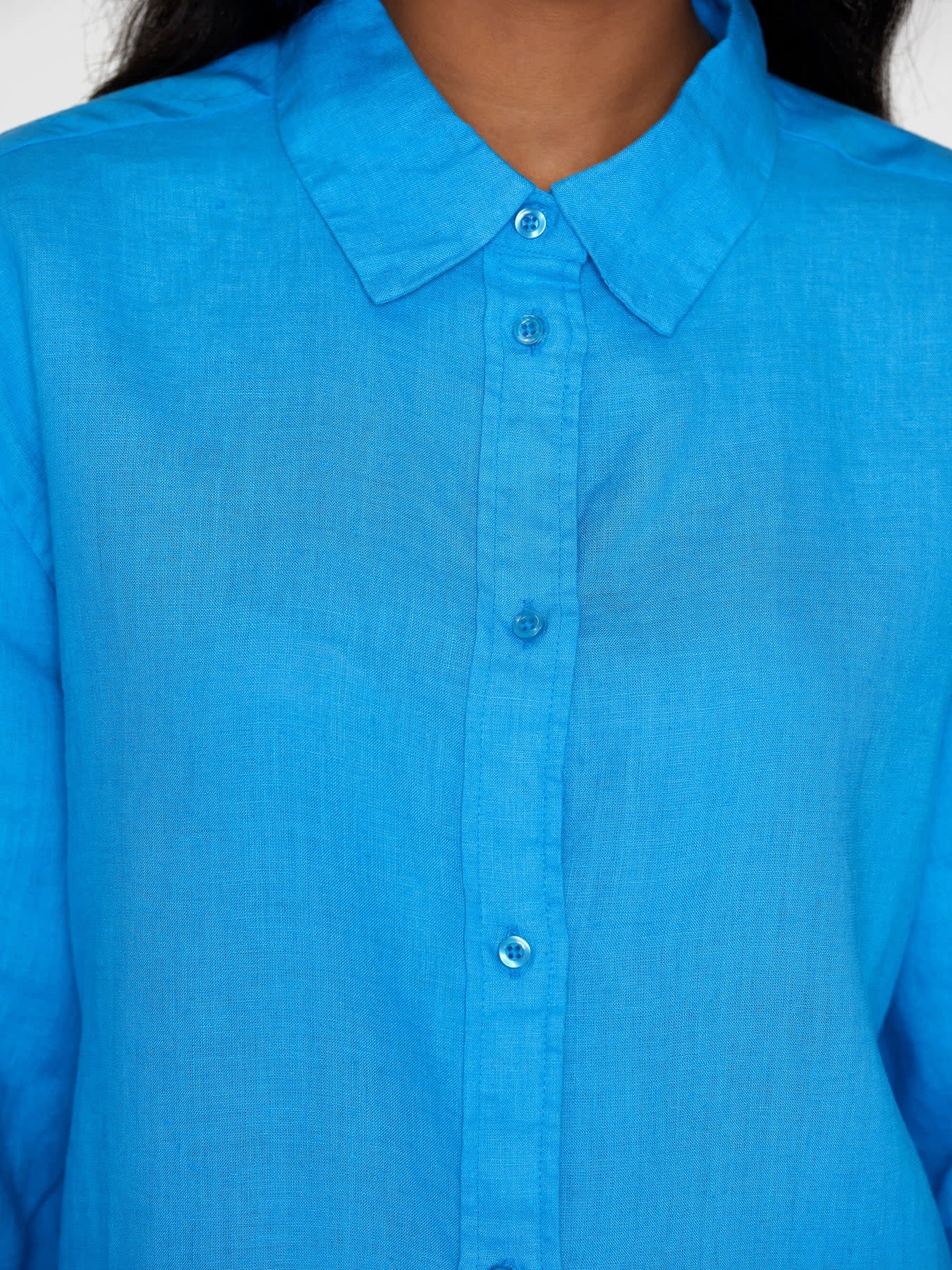 KnowledgeCotton Apparel KnowledgeCotton, Loose Linen Shirt, malibu blue, XS