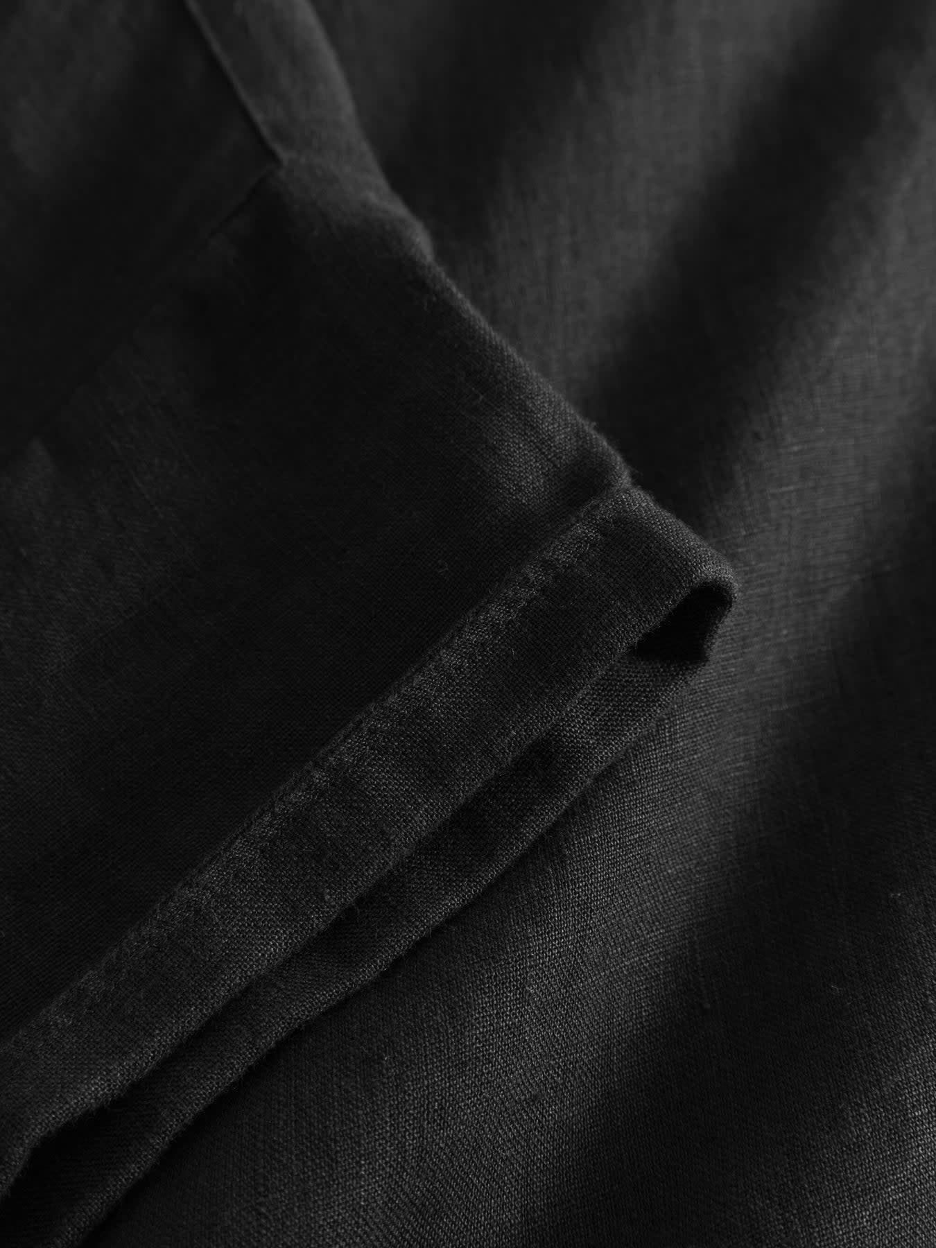 KnowledgeCotton Apparel KnowledgeCotton, Collar Stand Linen Shirt, black jet, M