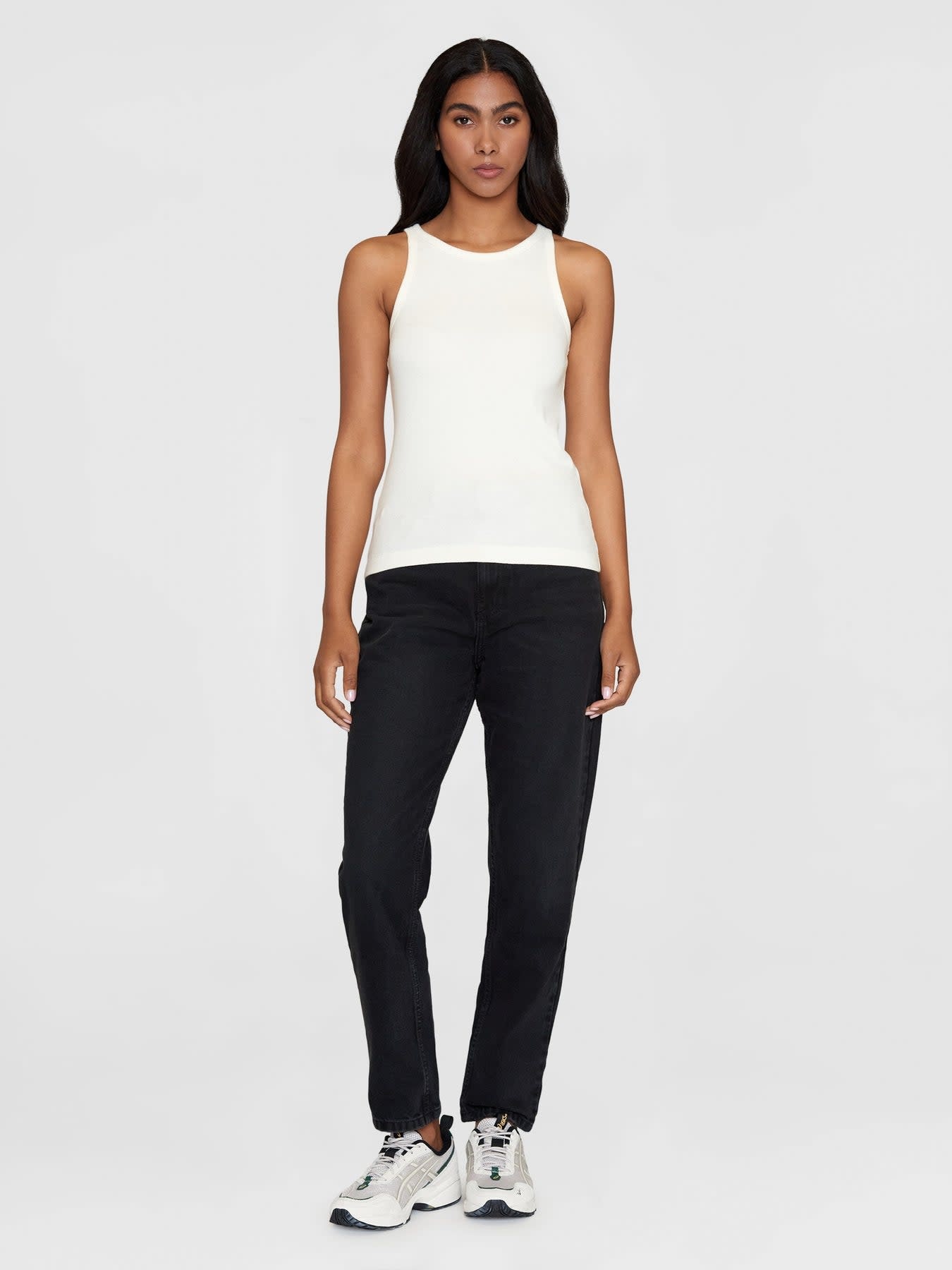 KnowledgeCotton Apparel KnowledgeCotton, Racer Rib Top, star white, S