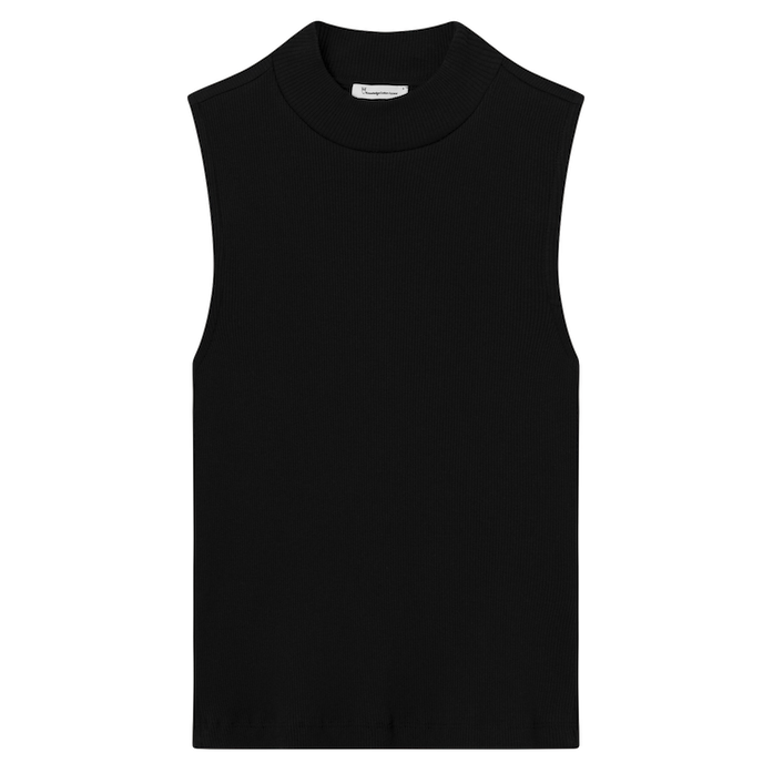 KnowledgeCotton Apparel KnowledgeCotton, High Neck Rib Top, black jet, M