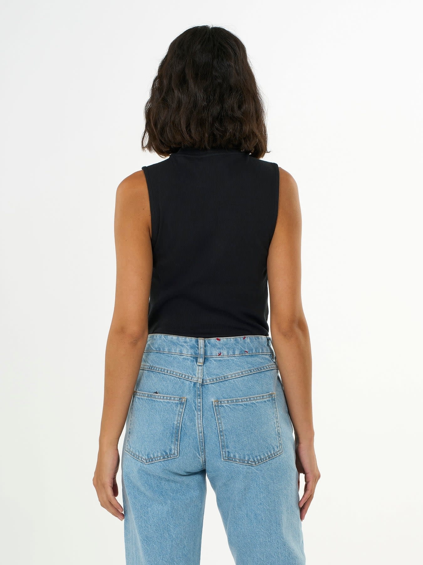 KnowledgeCotton Apparel KnowledgeCotton, High Neck Rib Top, black jet, M