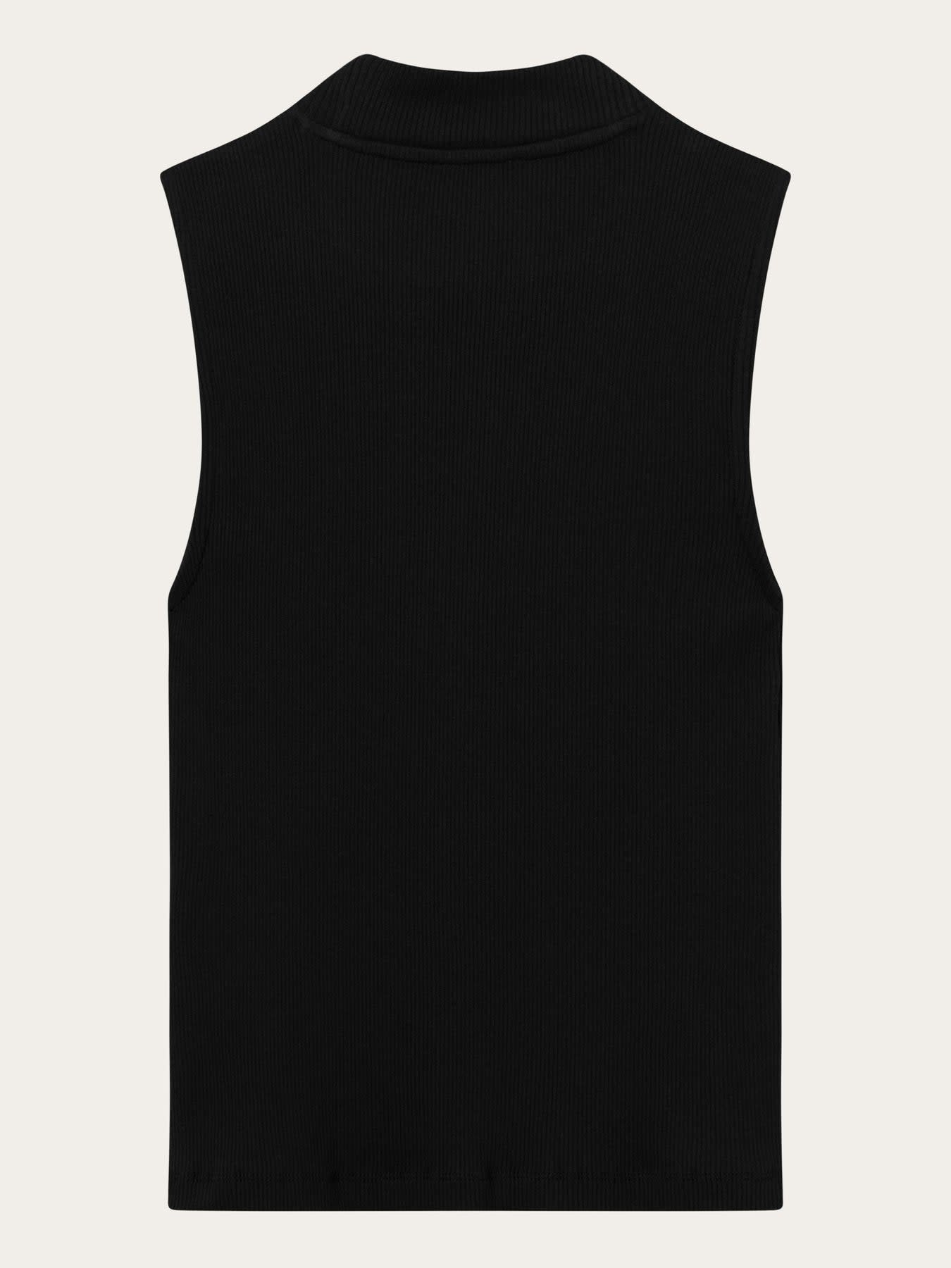 KnowledgeCotton Apparel KnowledgeCotton, High Neck Rib Top, black jet, XS